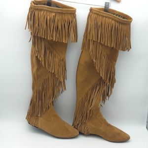 Sam Edelman - 9 1/2 - “Uri” Suede Over-the-Knee Tassel Fringe Boots